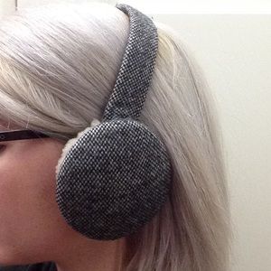 Ralph Lauren gray tweed wool earmuffs